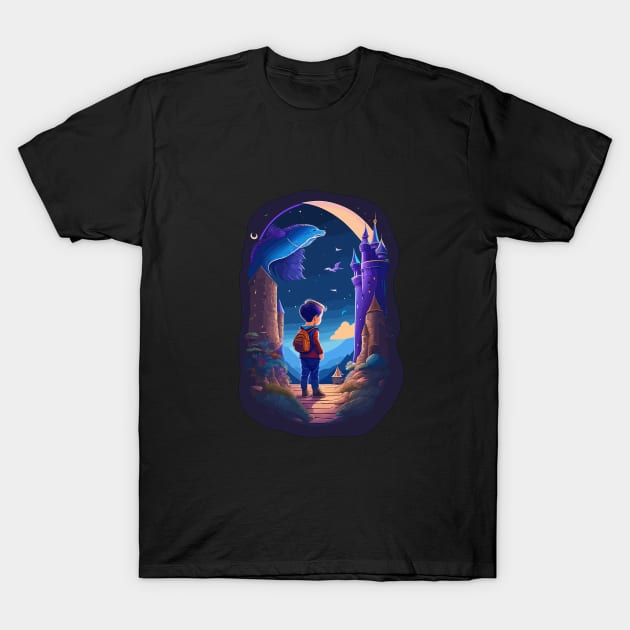 Adventure Kid in Fantasy World T-Shirt by Artevak